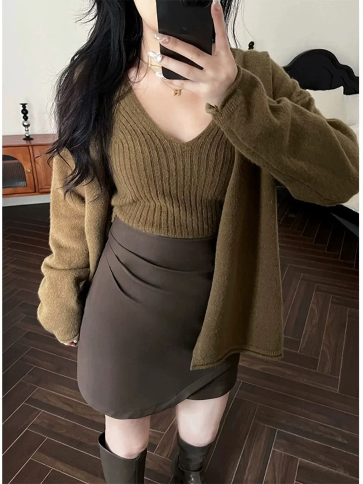 Elena Statement Woolen Tops with Cape Style Sweater - Image 7