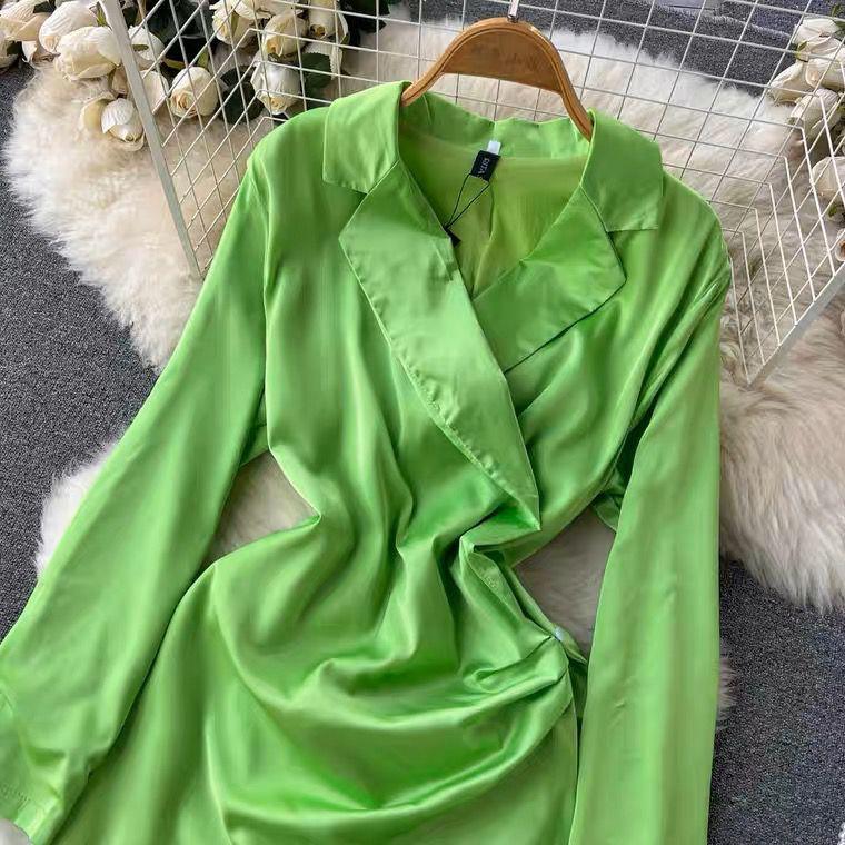 Elora Silk Dress In Green - Image 2