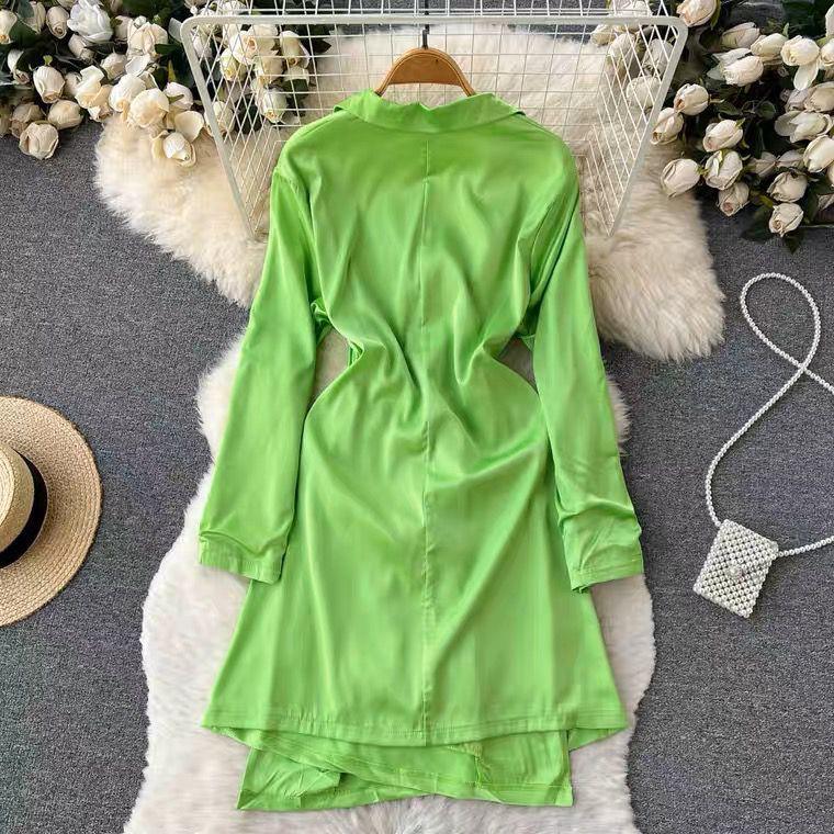 Elora Silk Dress In Green - Image 4
