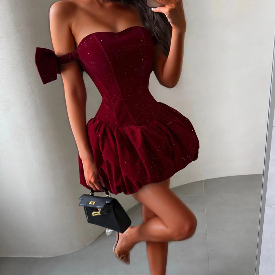 Elsa Shimmer Mini Flared Dress - Image 5