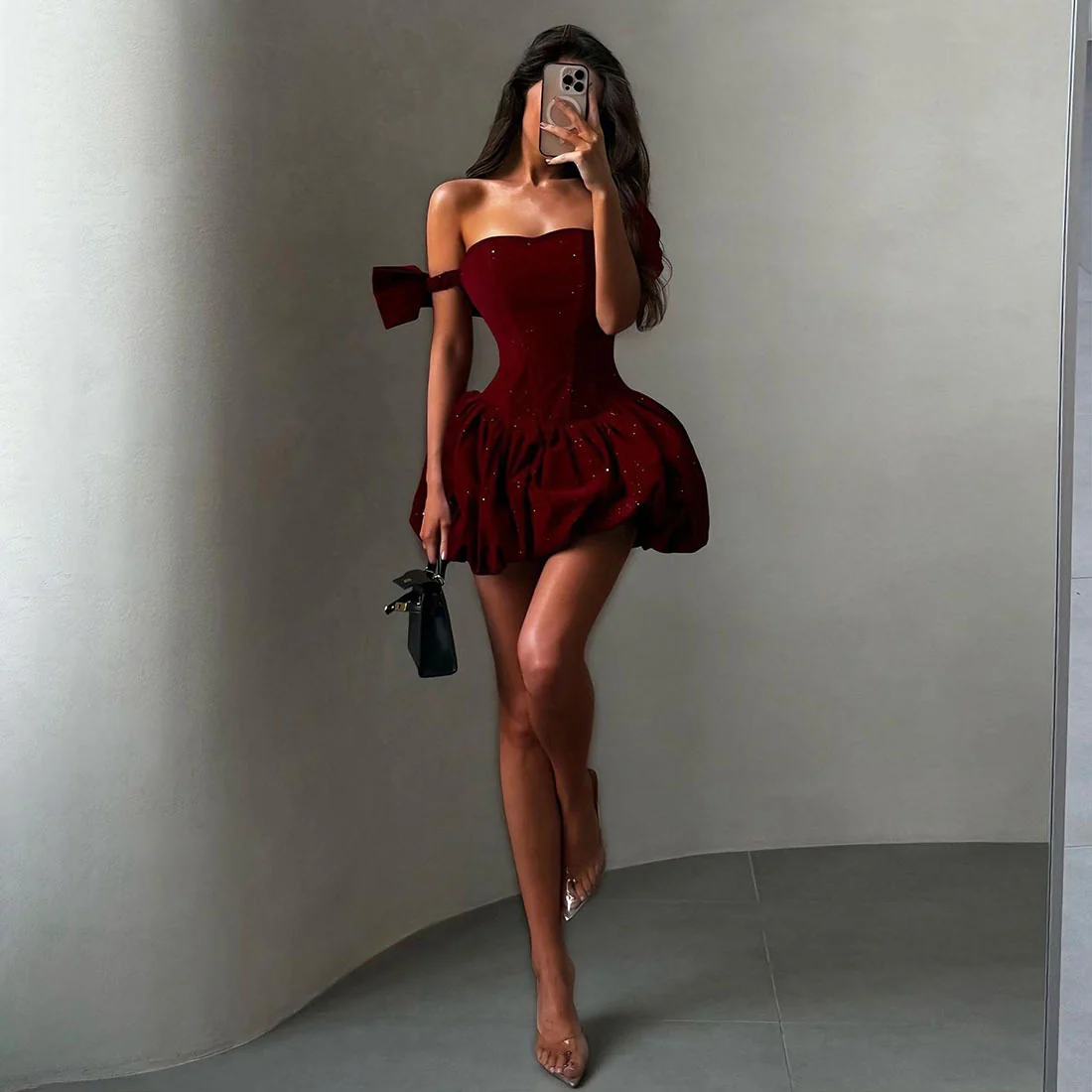 Elsa Shimmer Mini Flared Dress - Image 9