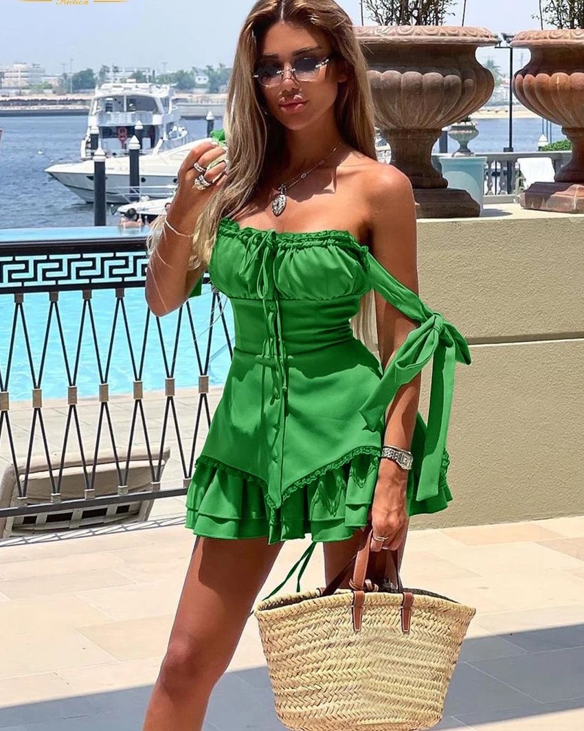Emera Floral Summer Dress In Green - Image 4