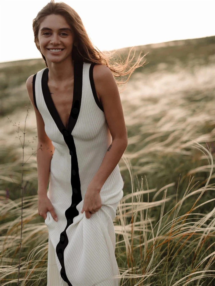 Emy Luxe Soft Knit Dress In White - Image 3