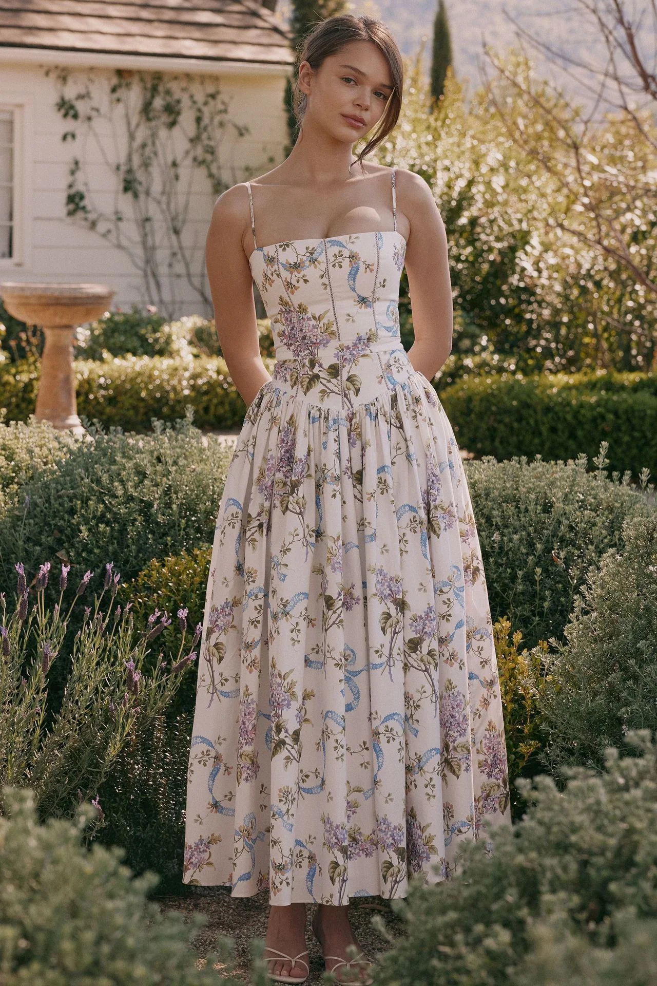 Eris Luxe Floral Maxi Dress In Off White - Image 3