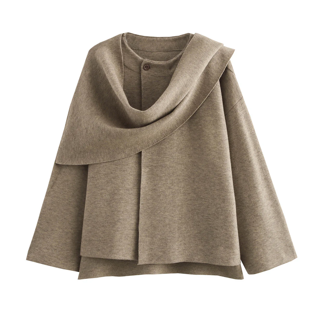 Essie Vintage Woolen Short Coat With Scarf In Brown - Image 5
