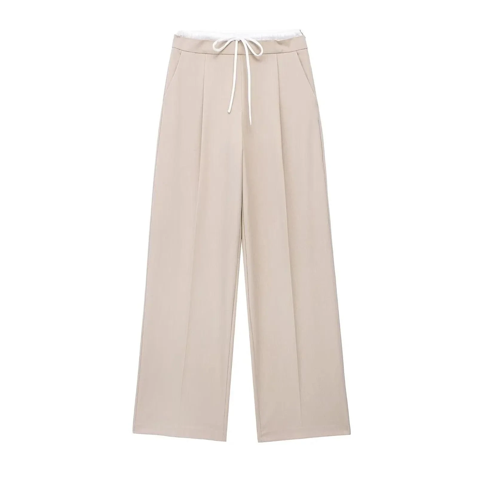 Fady High Waisted Pants In Beige - Image 4