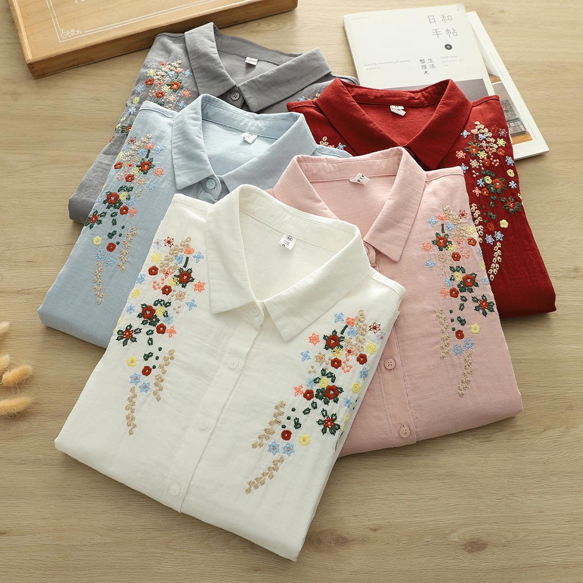 Faina Statement Cotton Shirt In Sky Blue - Image 2