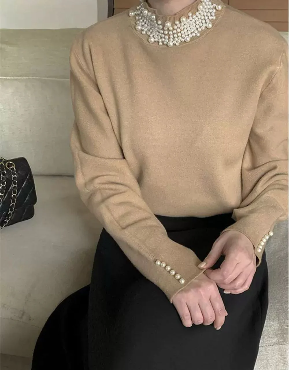 Femella Pearl Detail Luxe Sweater - Image 12
