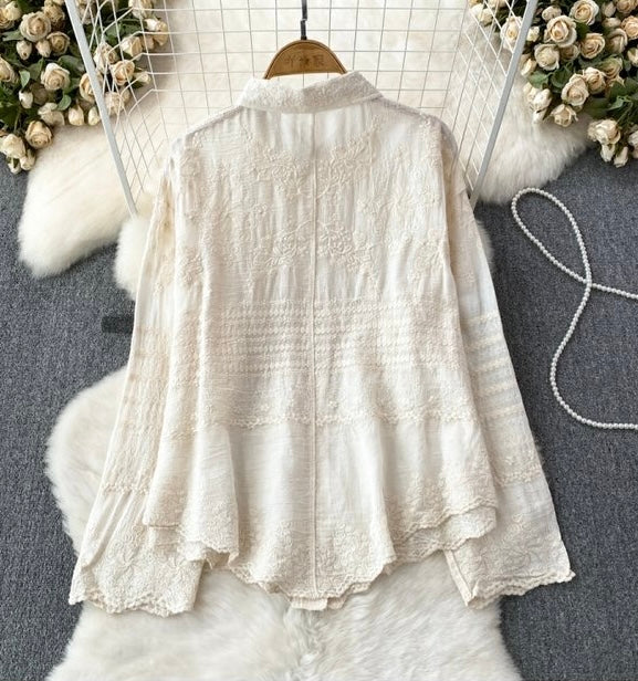 Fory Premium Embroidered Cotton Shirts In Beige - Image 3