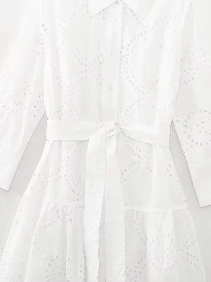 Filly Cotton Eyelet Summer Midi Dress In White - Image 5
