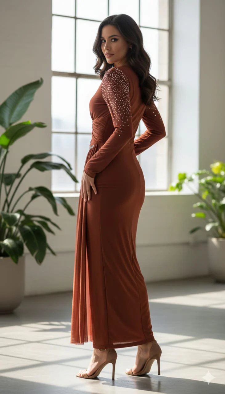 Fiore Embellished Slit Maxi Dress - Image 6