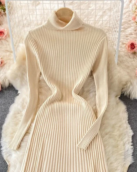 Flavie Premium Knitted Midi Dress In Cream - Image 2