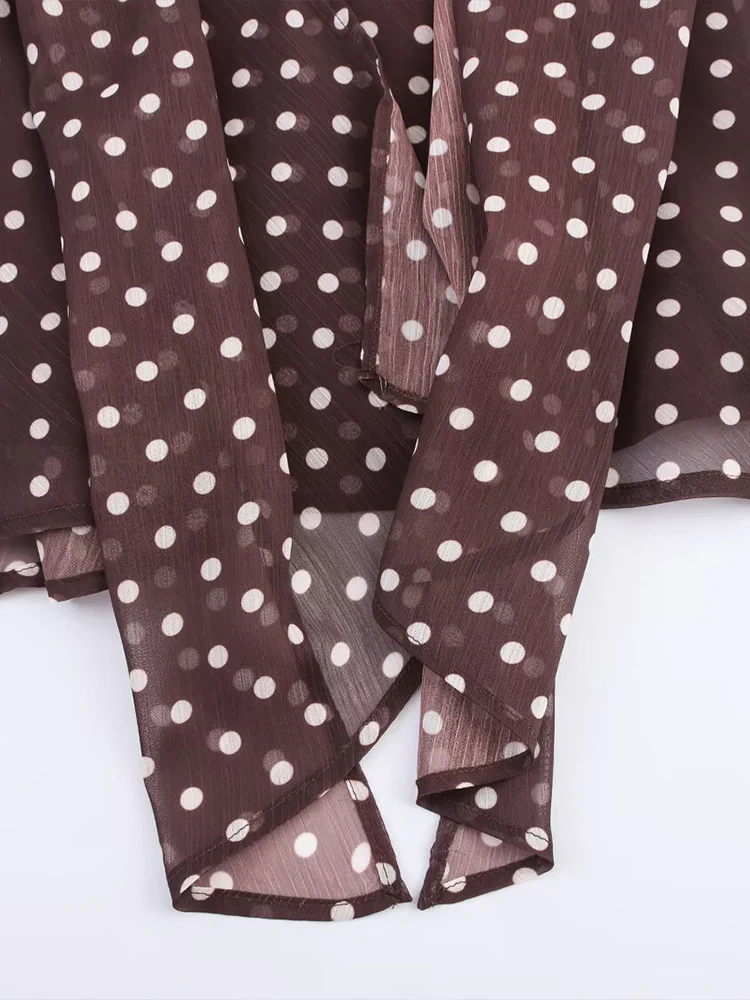 Gabrielle Top With Attached Scarf In Brown - Image 9
