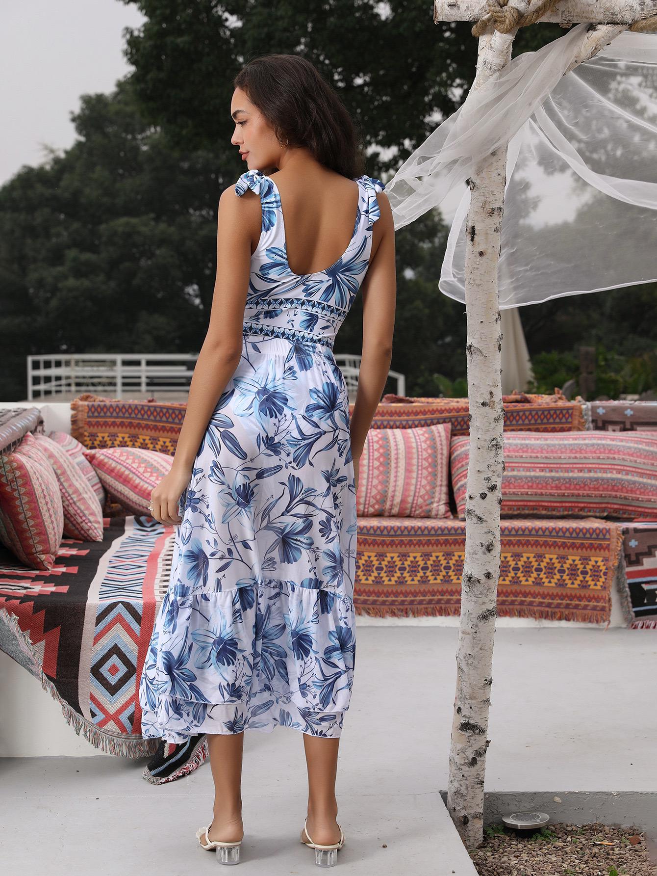 Garry Swimsuit With Skirt In Blue - Image 5