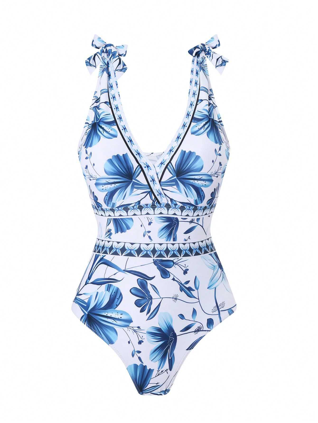 Garry Swimsuit With Skirt In Blue - Image 7