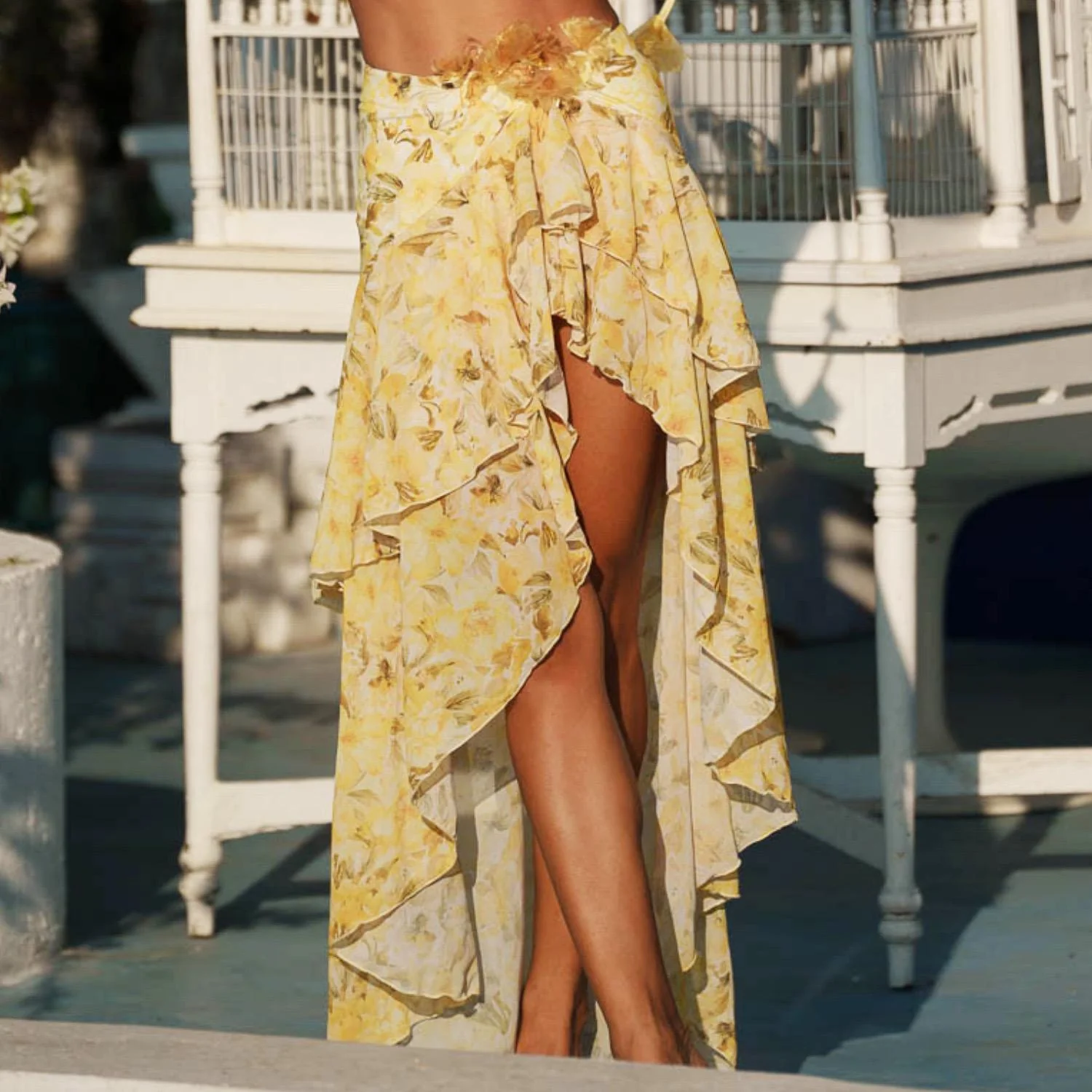 Gerbera Swimsuit with Ruffled Skirt In Yellow - Image 6