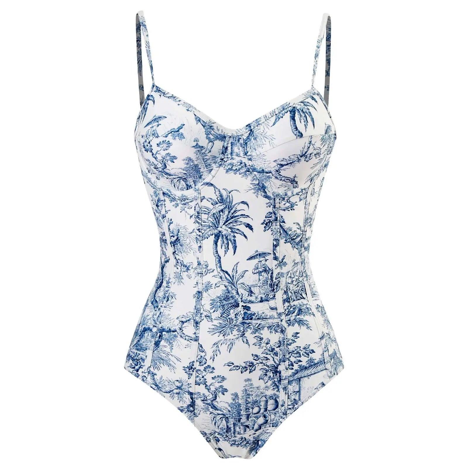 Gina Swimsuit with Sarong In Blue - Image 4
