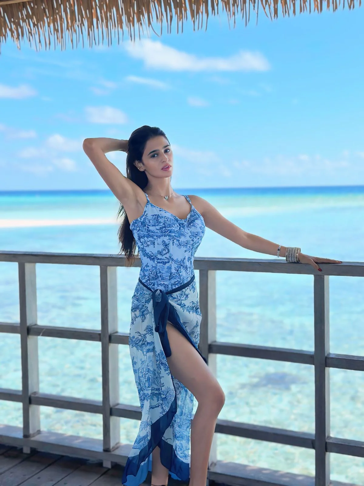 Gina Swimsuit with Sarong In Blue - Image 6