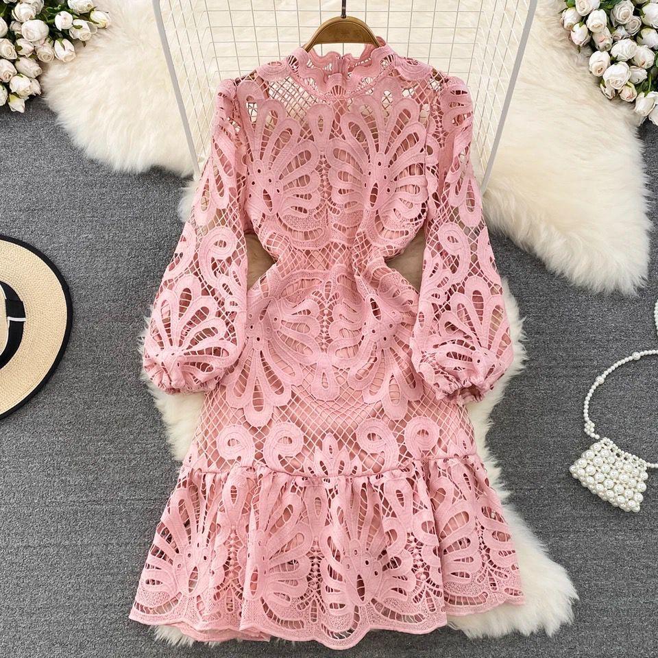 Glenda Lace Lined Bishop Sleeve Dress - Image 2