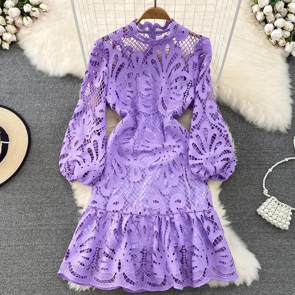 Glenda Lace Lined Bishop Sleeve Dress - Image 3