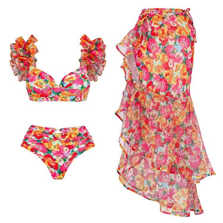 Glove Bikini With Ruffled Skirt In Multi - Image 2