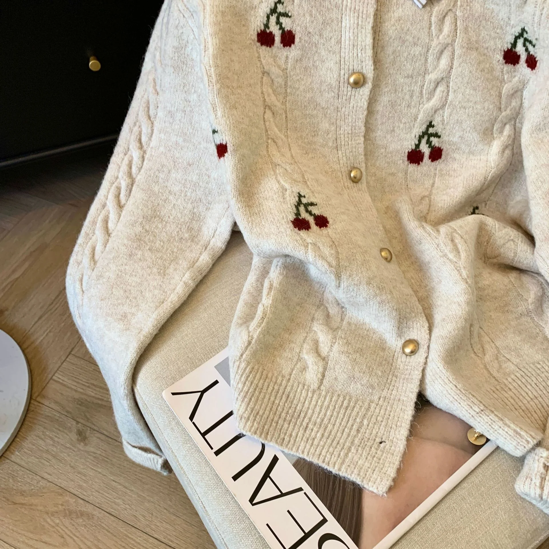 Grazina Cherry Luxe Cardigan - Image 4