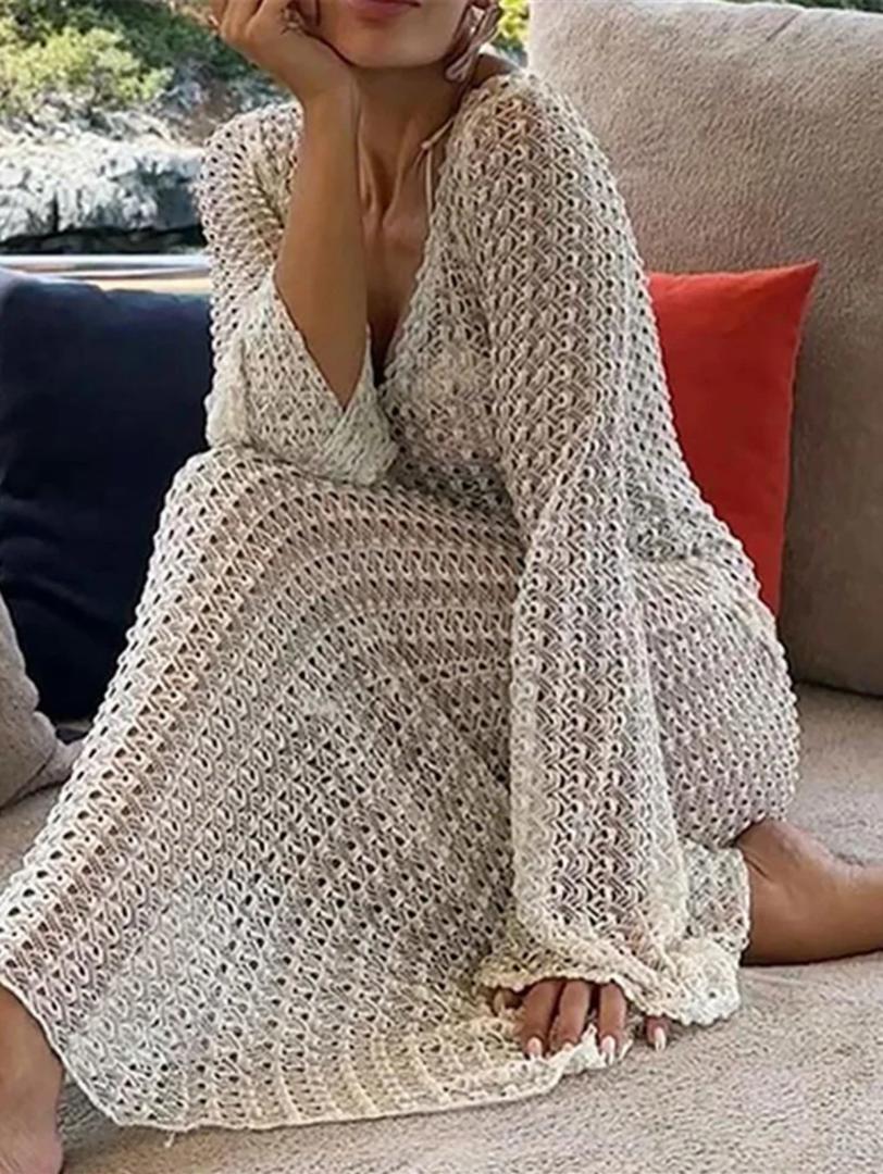 Hanaya Statement Crochet Dress In White - Image 2