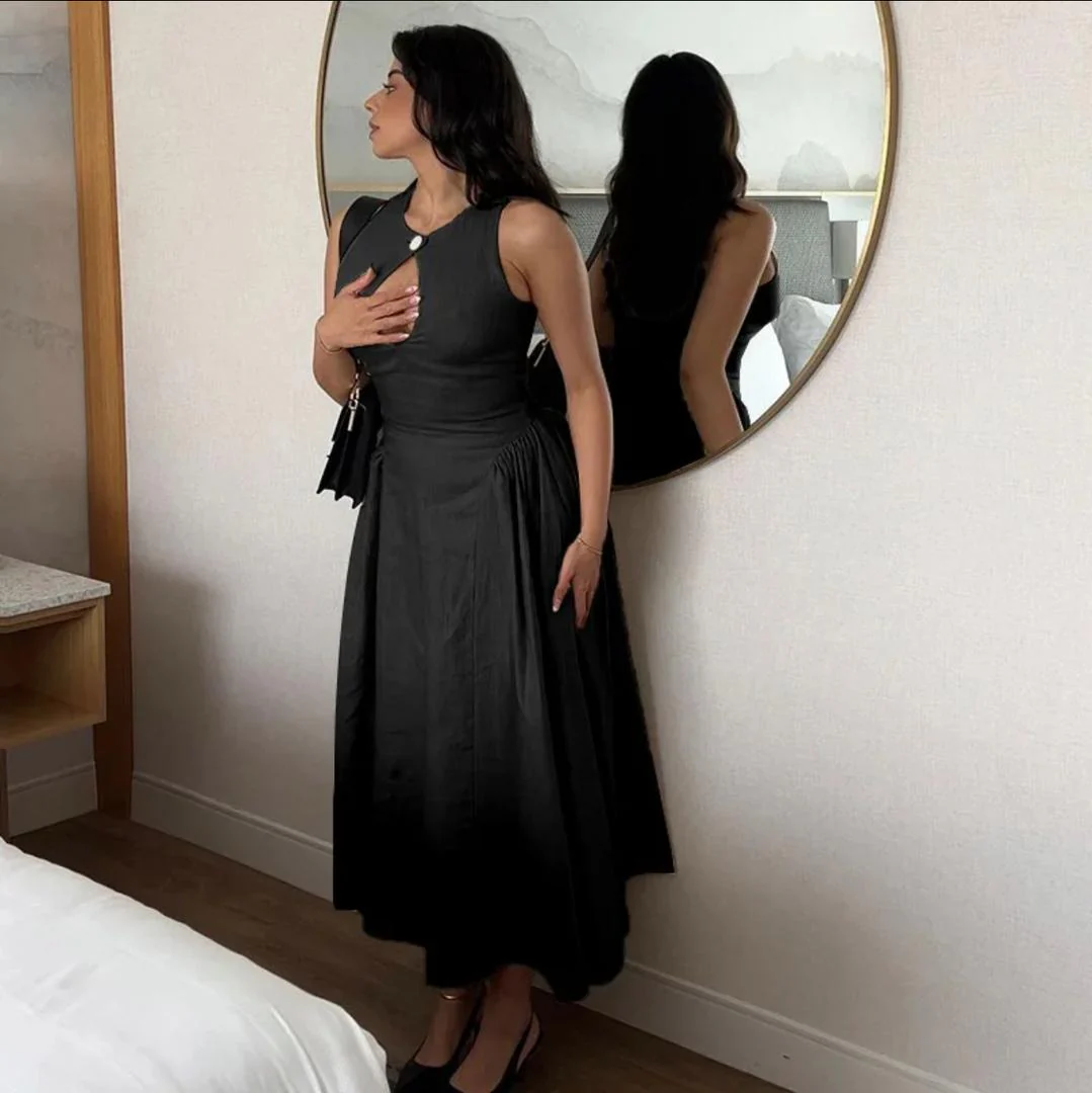 Harlow Statement Dropwaist Midi Dress In Black - Image 2
