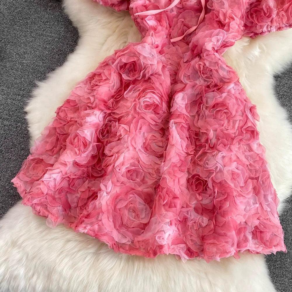 Harrold 3D Floral Dress In Pink - Image 3