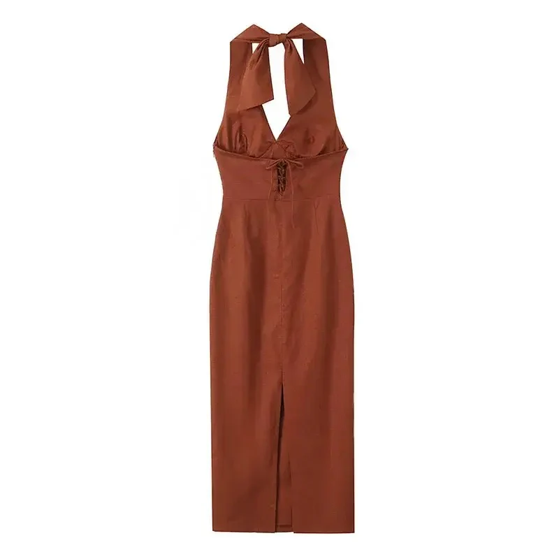 Harry Bodycon Midi Dress in Brown - Image 3