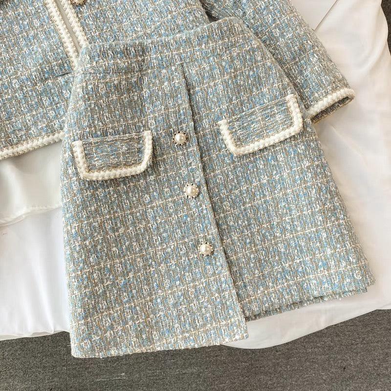 Hazel Statement Coord Set - Tweed In Ice Blue - Image 5