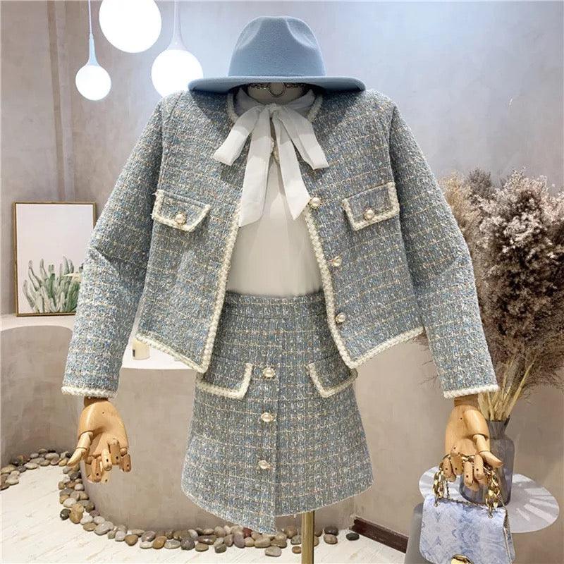 Hazel Statement Coord Set - Tweed In Ice Blue - Image 6