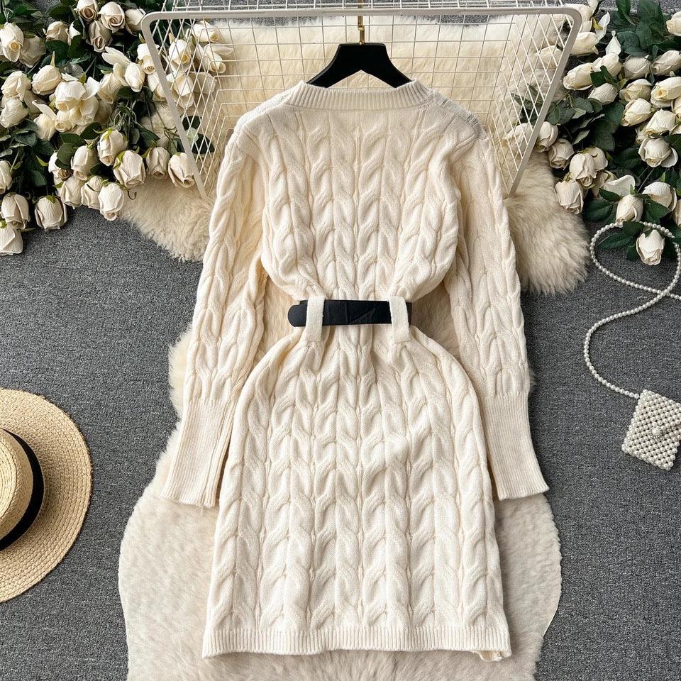 Heathrow Statement Knitted Dress with Belt - Image 3
