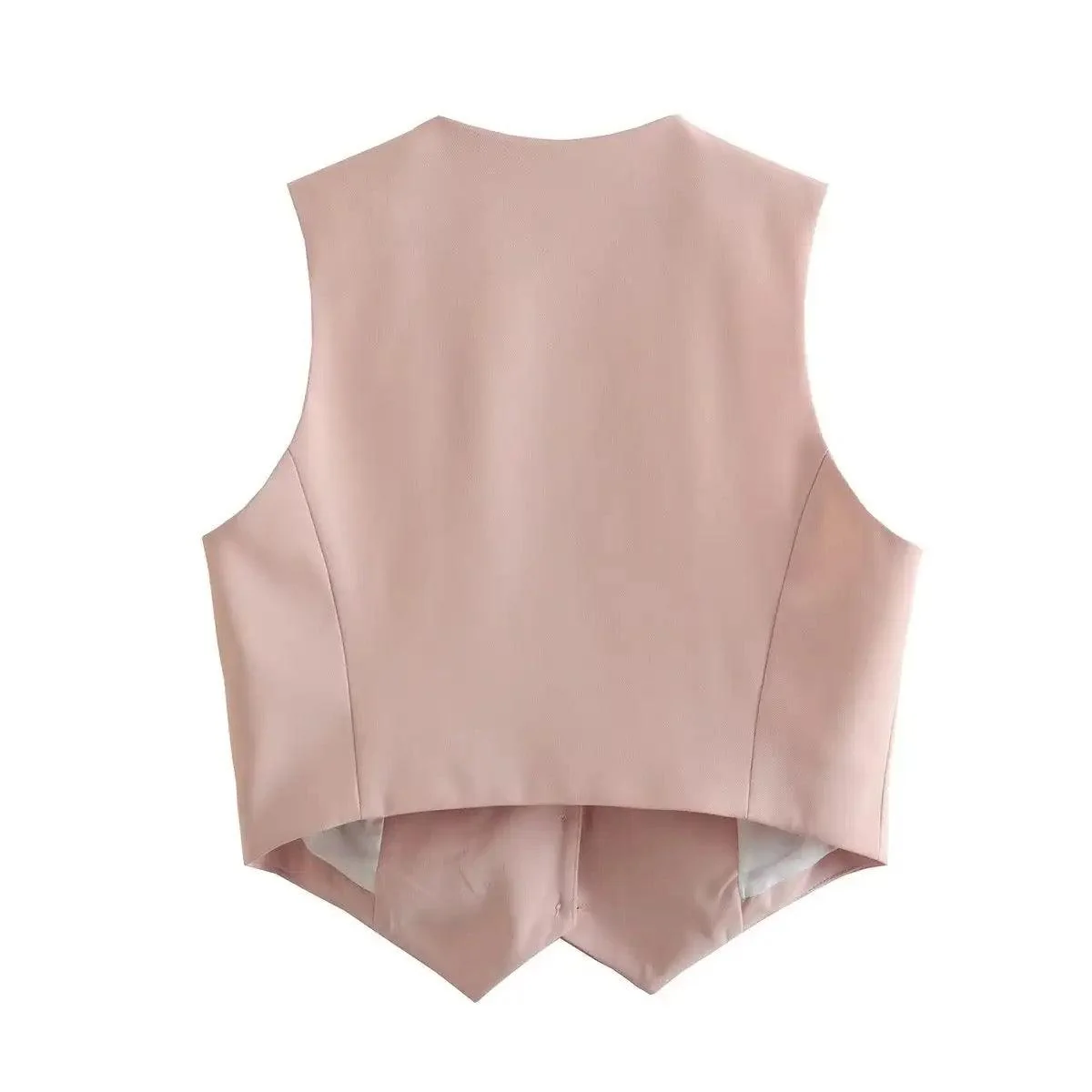 Helen Statement Vest Tops in Peach - Image 2