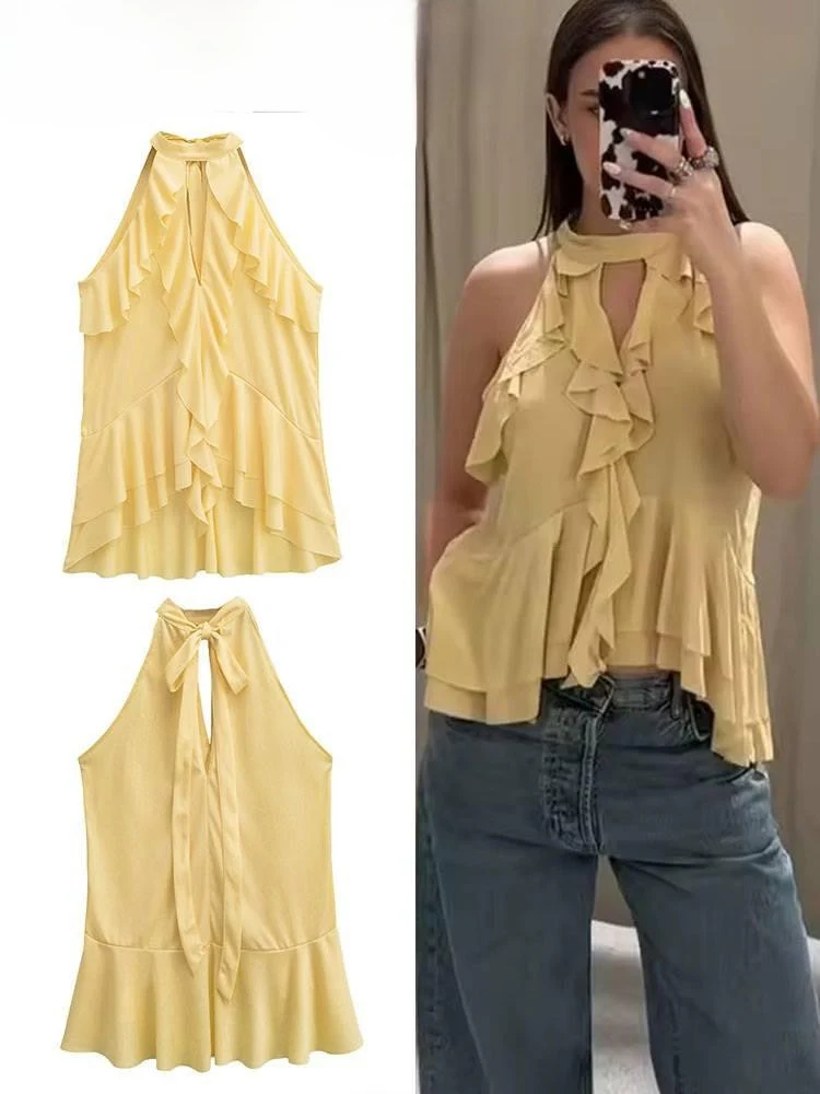 Hena Ruffled Summer Top In Yellow - Image 3