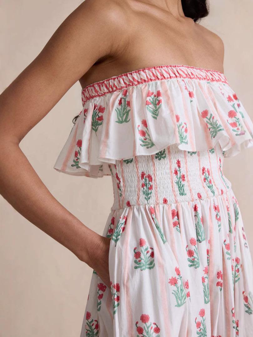 Henna Offshoulder Floral Dress In Off-White - Image 5