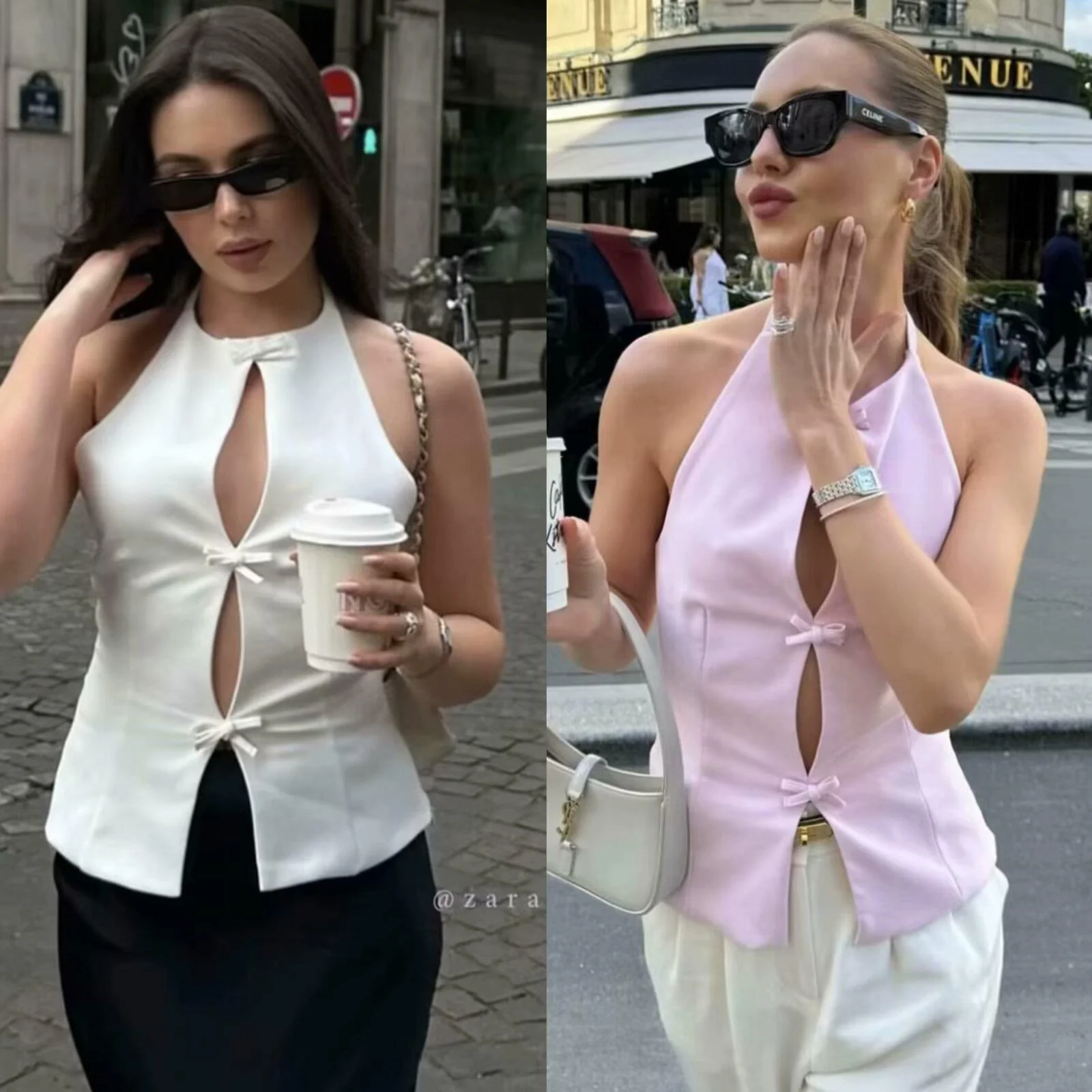 Hilton Statement Vest Knot Top In Pink - Image 10