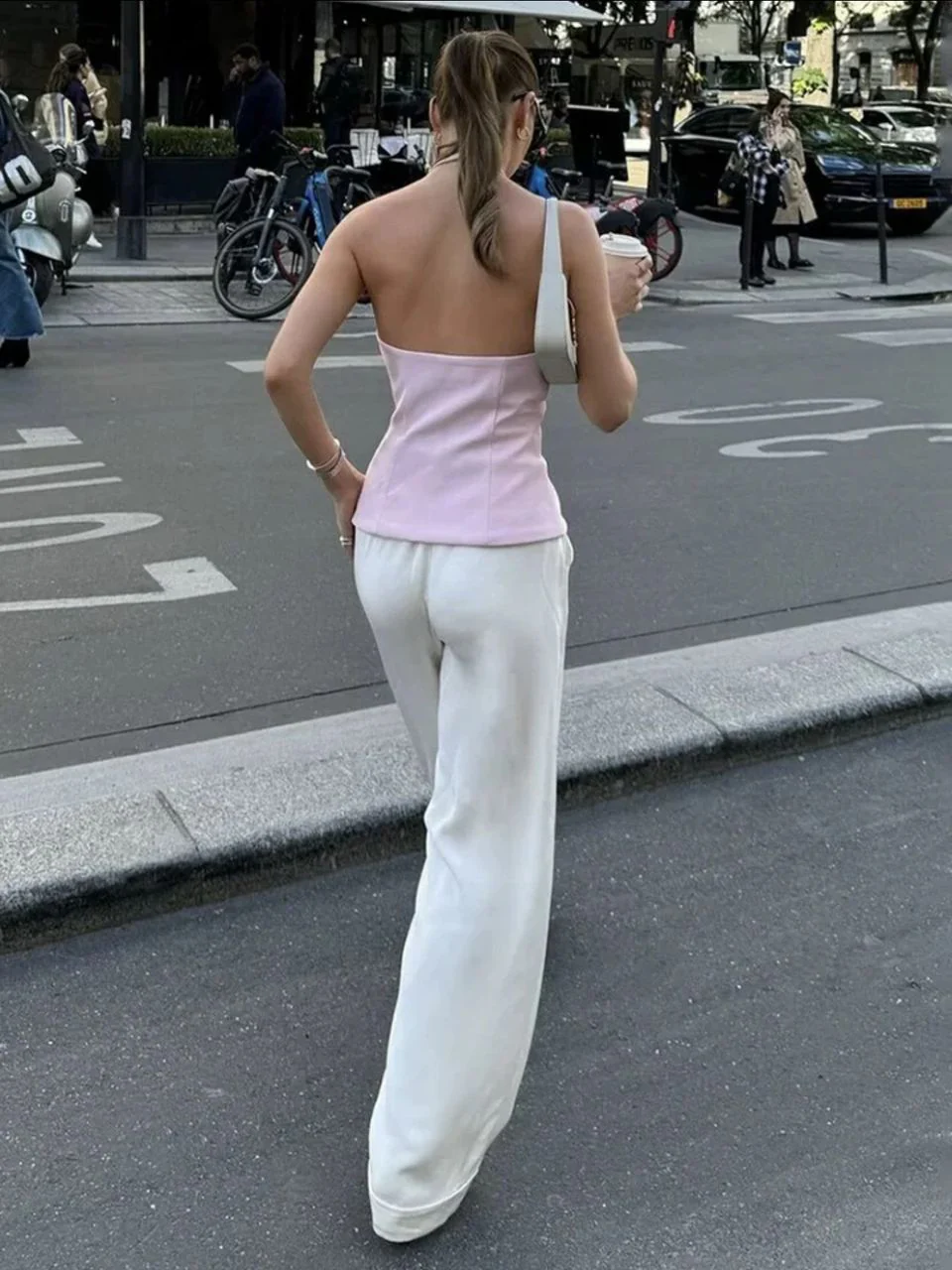 Hilton Statement Vest Knot Top In Pink - Image 9