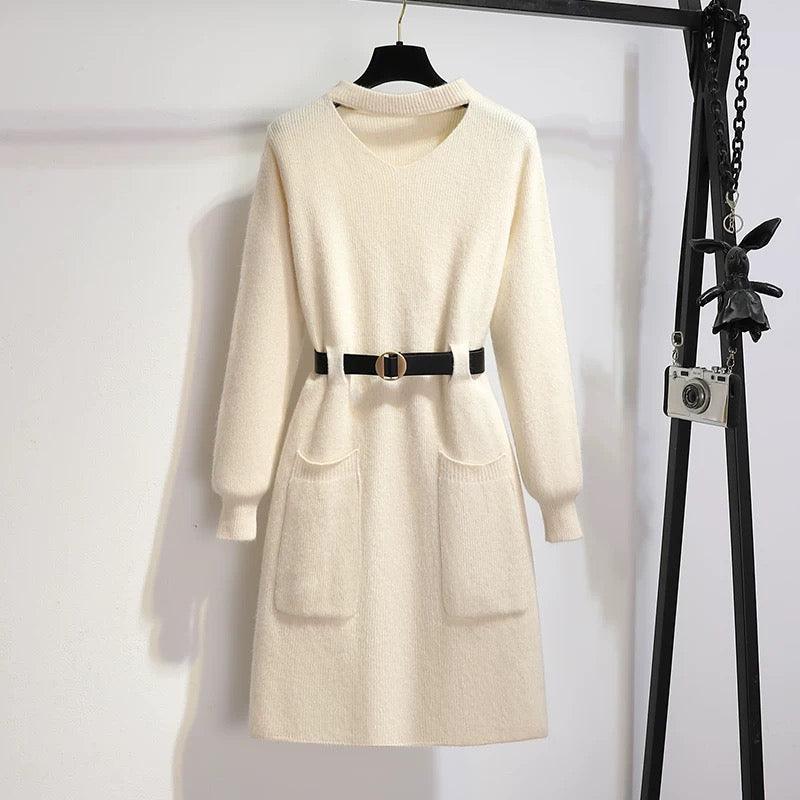 Hyacinth Knitted Dress With Belt - Image 3
