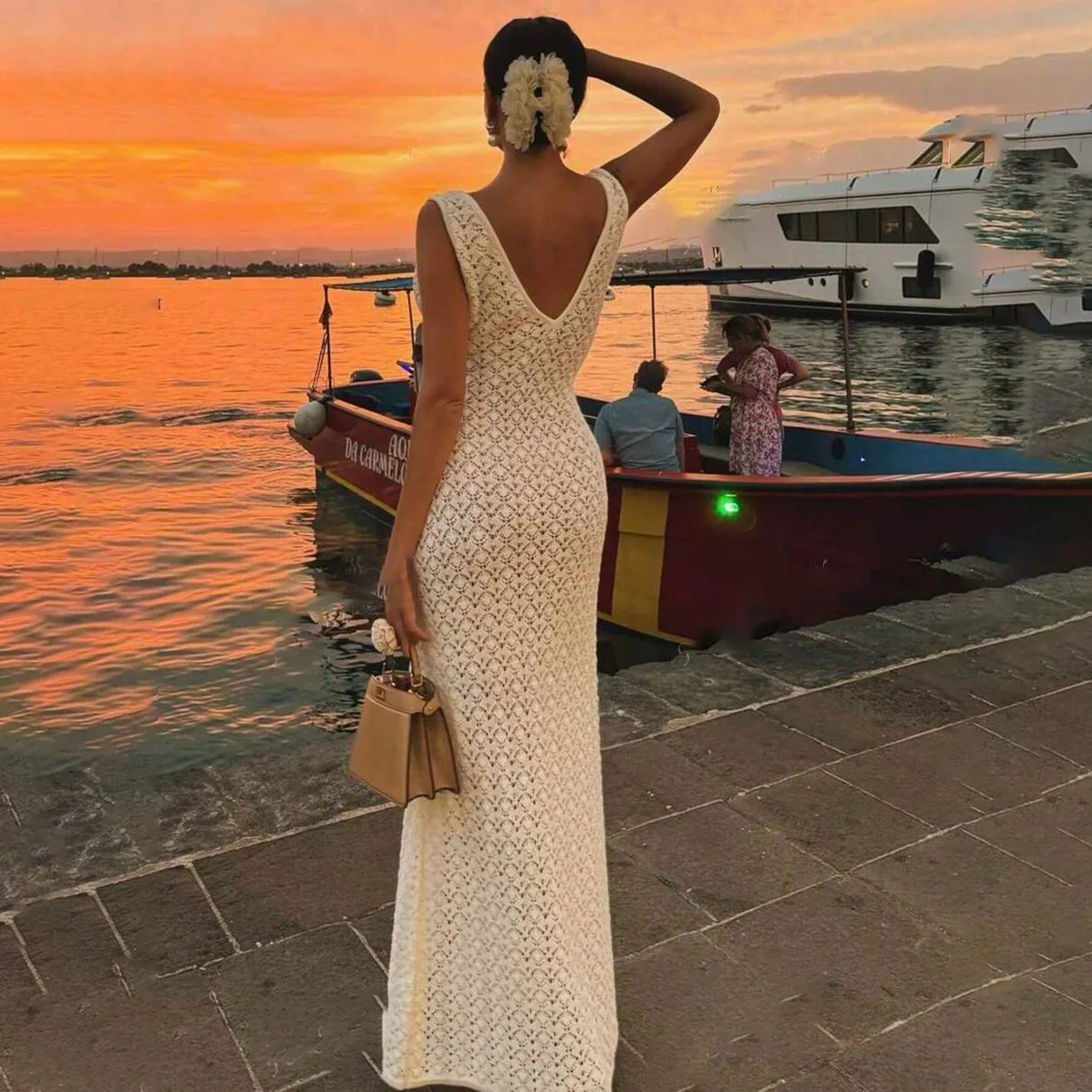 Ilaria Crochet Holiday Maxi Dress - Image 3