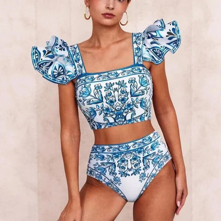 Inaya Swimsuit With Skirt In Blue - Image 2