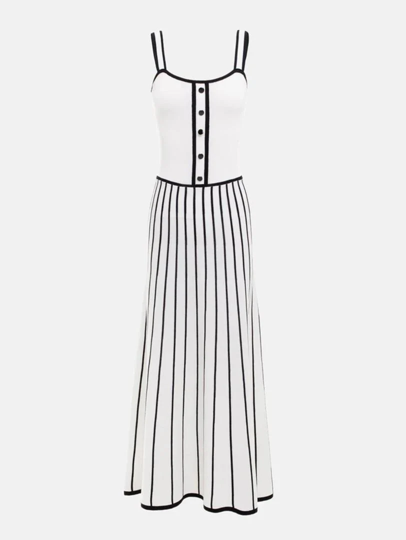 Irica Striped Soft Knit Dress In White - Image 5