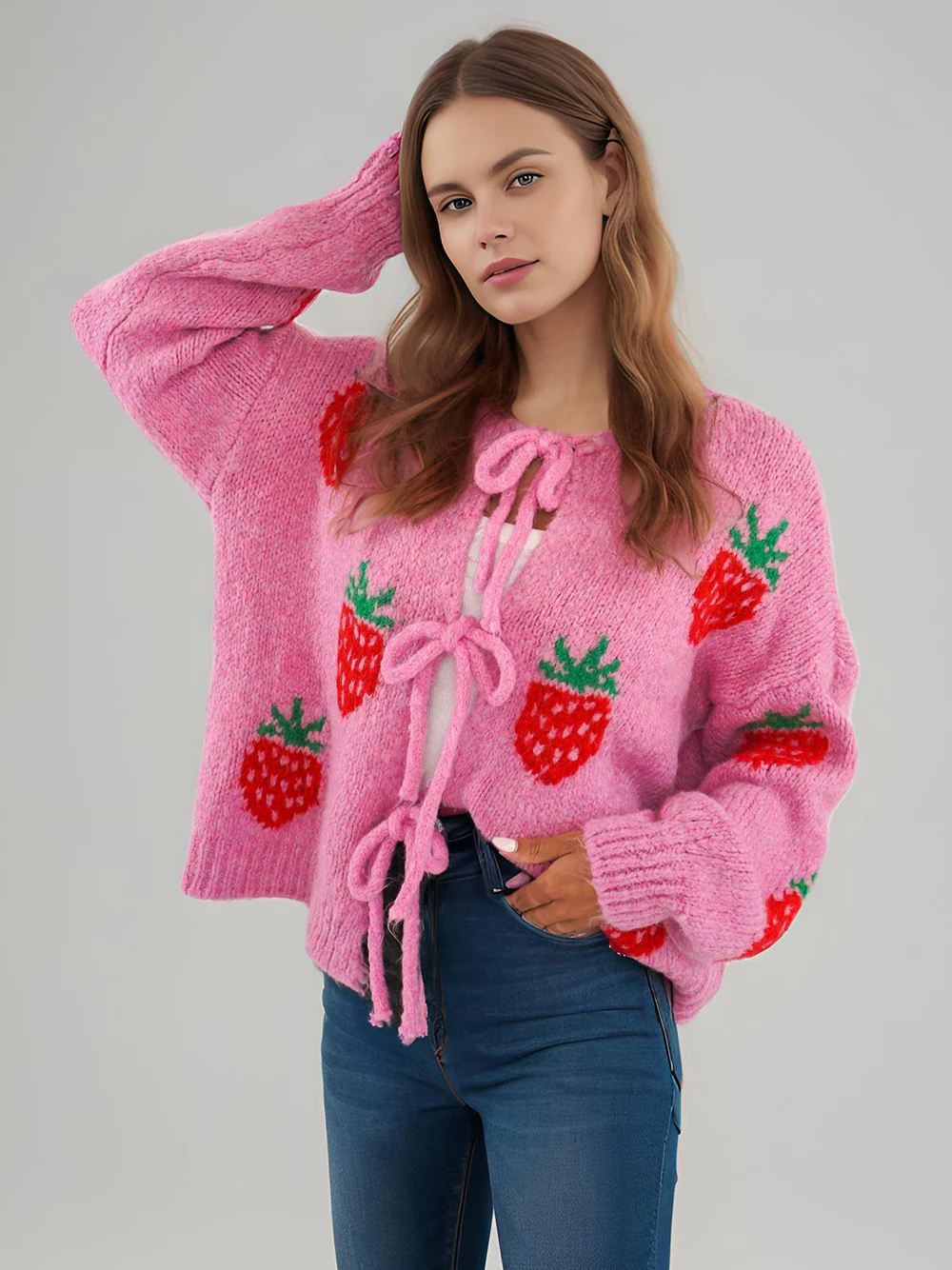 Isela Strawbery Luxe Oversized Cardigan - Image 4