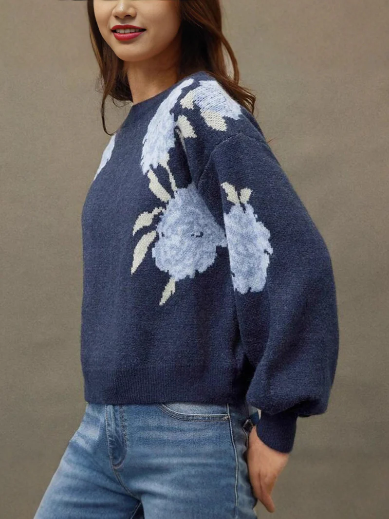 Ivano Floral Woolen Sweater - Image 7