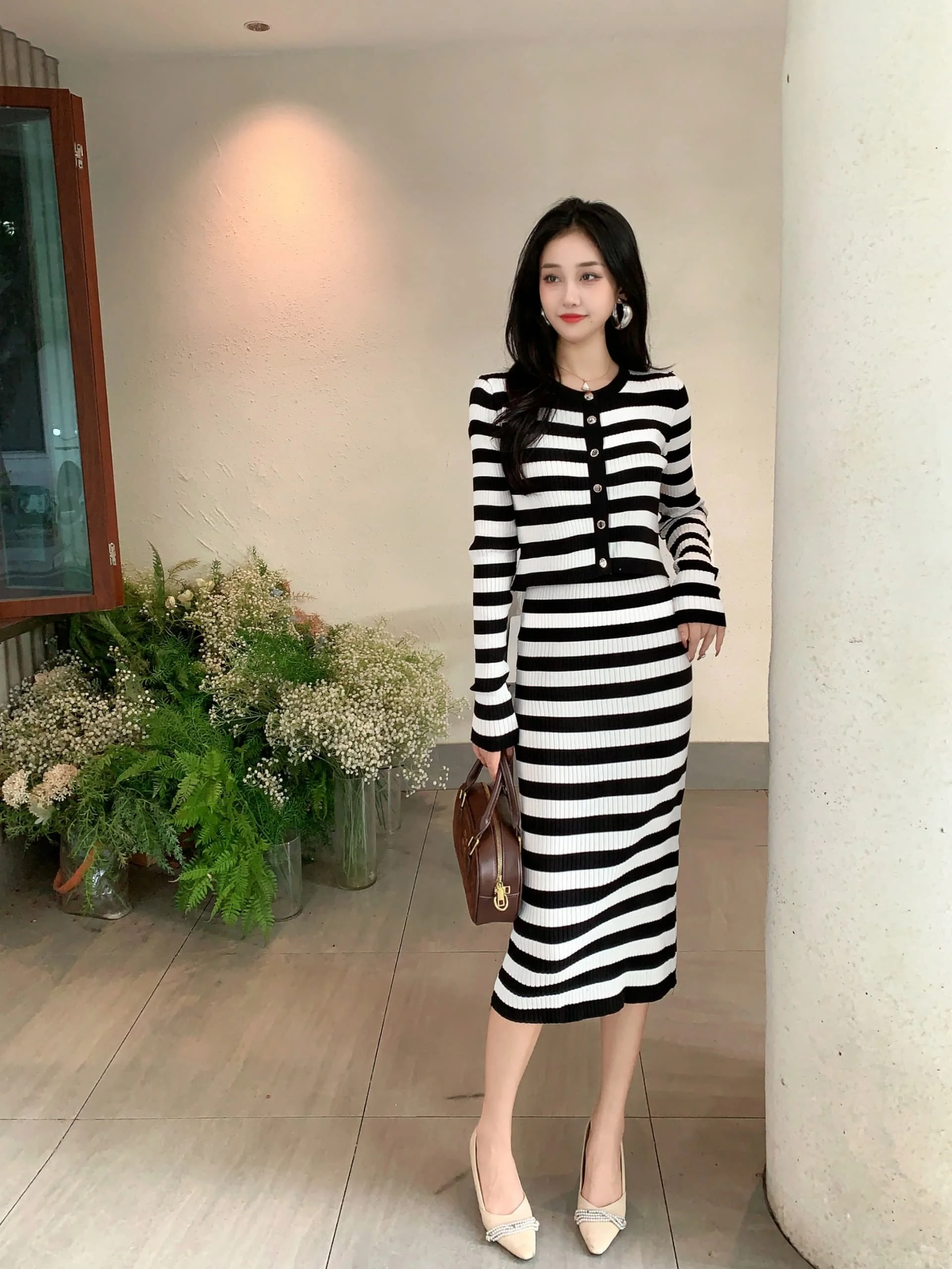 Jadon Striped Knit Dress with Cape - Image 3