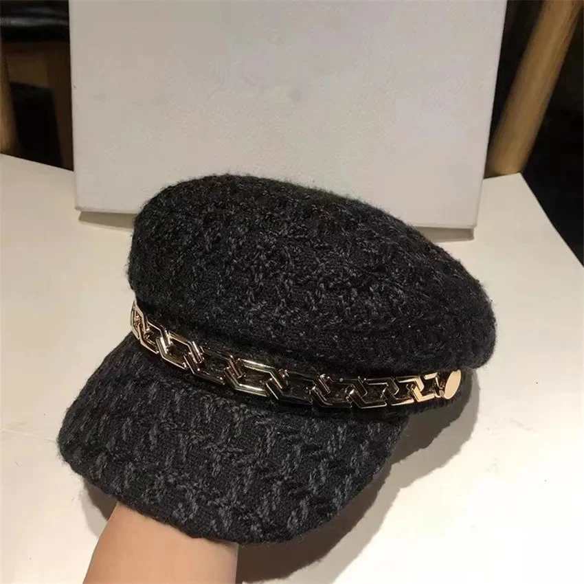 Jiah Tweed Beret Hats In White - Image 2