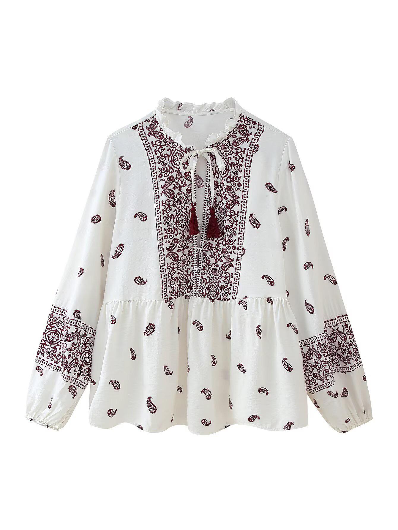 Joelle Printed Summer Top In White - Image 3