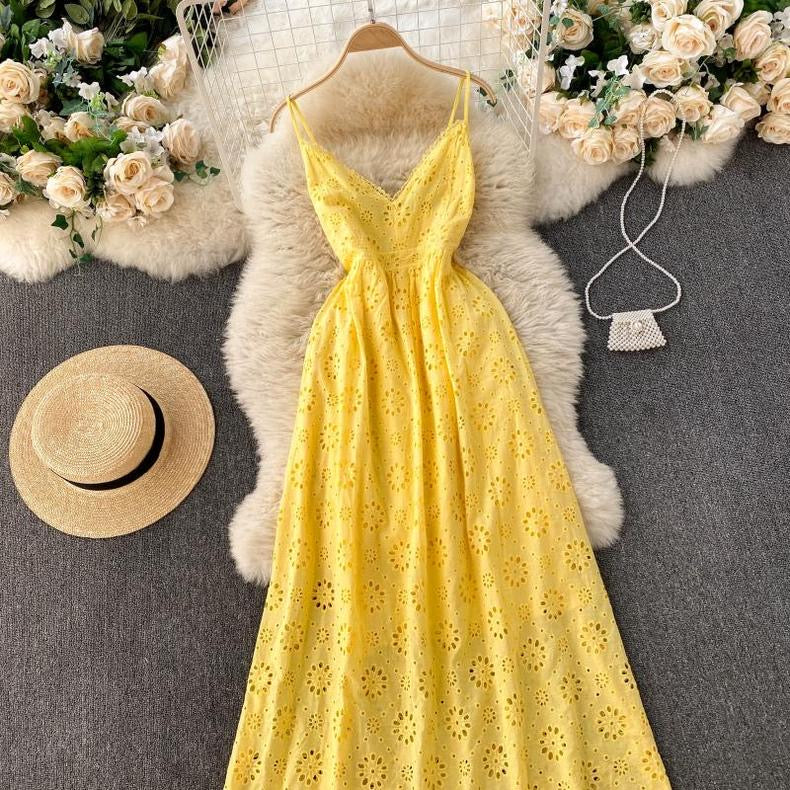 Joey Cotton Eyelet Midi Dress In Yellow - Image 5