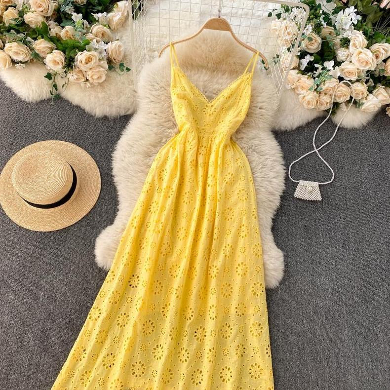 Joey Cotton Eyelet Midi Dress In Yellow - Image 6