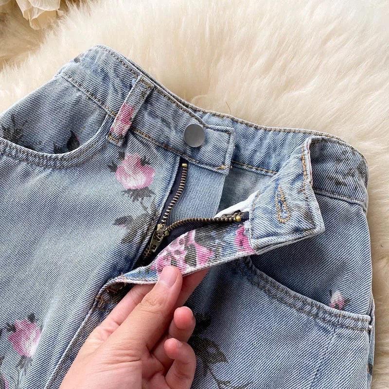 Juliana Slit Denim Skirts In Light Blue - Image 4